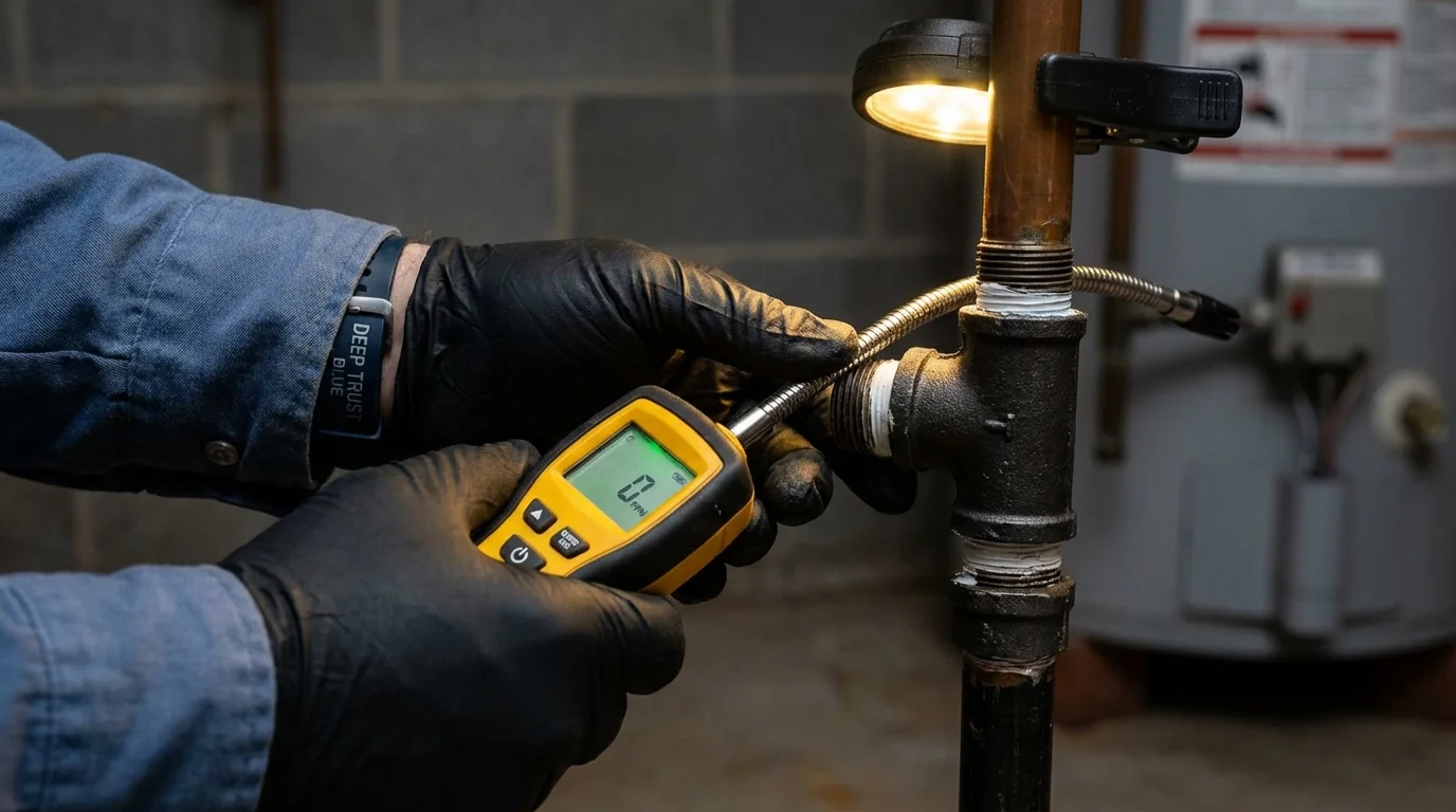 Gas leak detection with electronic sniffer by Johns Plumbing LLC in Kittery